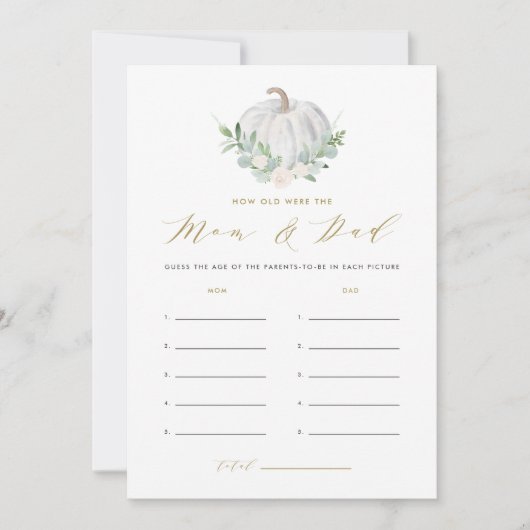 Witte pompoen Hoe oud waren mama en papa spel Kaart (Voorkant)