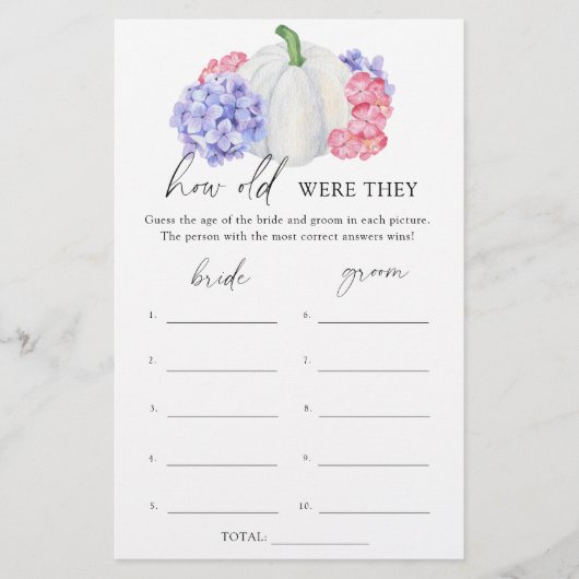 Witte pompoen - Hoe oud waren ze bruids spel (Voorkant)