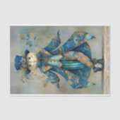 Witte pompoen in blauwe bloemjas DM9R Decoupage Tissuepapier (Voorkant)