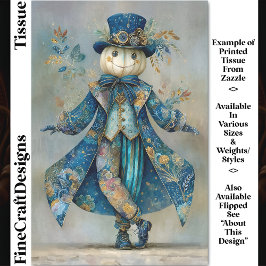 Witte pompoen in Blauwe Bloemkool DM9L Decoupage Tissuepapier