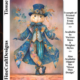 Witte pompoen in Blauwe Bloemlaag DM9LF Decoupage Tissuepapier