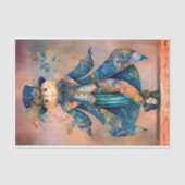 Witte pompoen in Blauwe Bloemlaag DM9RF Decoupage Tissuepapier (Voorkant)