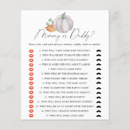 Witte pompoen - mama of papa baby shower spel