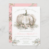 Witte Pompoen Meisje Baby Shower Koppels bloemige  Kaart (Voorkant / Achterkant)