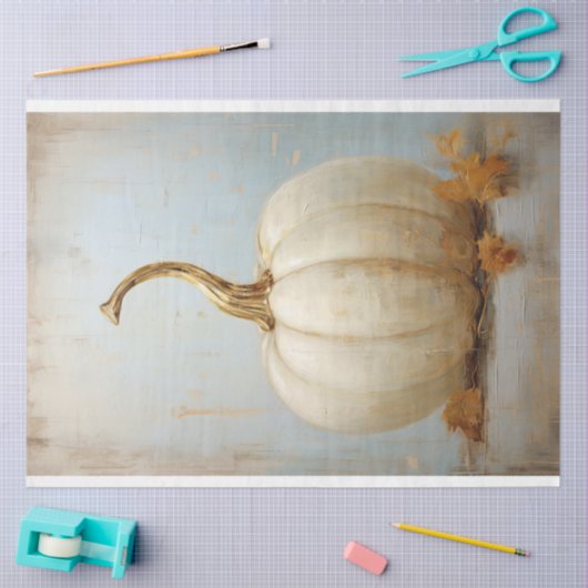 Witte pompoen met gouden steel decoupage tissuepapier (Craft)