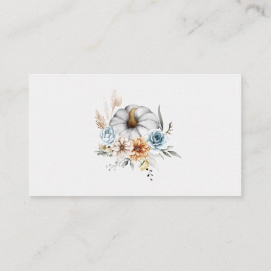 Witte Pompoen met Wildbloemen Trouwregister Informatiekaartje (Achterkant)