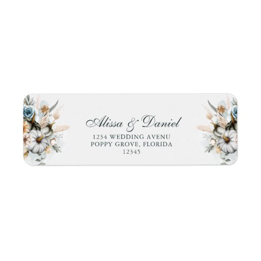 Witte Pompoen met Wilde Bloemen Retouradres Etiket (Voorkant)