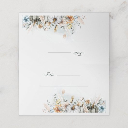 Witte Pompoen met Wilde Bloemen Trouwkaartje Plaatskaartje (Buitenkant ongevouwen)