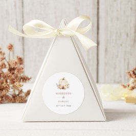 Witte Pompoen Paarse & Terracotta Bloemen Bruiloft Ronde Sticker