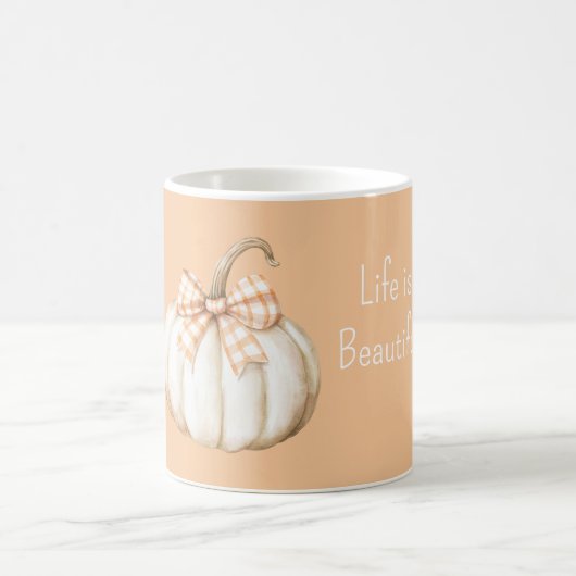 Witte Pompoen Perzik Oranje Crème Boog Koffiemok (Center)