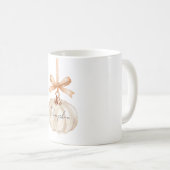 Witte Pompoen Perzik Strik Sierstuk Koffiemok (Voorkant rechts)