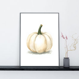 Witte Pompoen Poster | Elegante Herfst Esthetiek
