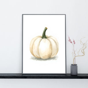 Witte Pompoen Poster Elegante Herfst Esthetiek