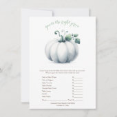 Witte Pompoen Prijs Spelkaart – Baby Shower voor d Kaart (Voorkant)
