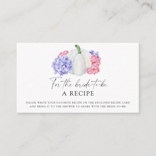 Witte pompoen - Recept voor de bruid te zijn Informatiekaartje (Voorkant)