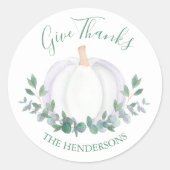 witte pompoen ronde sticker (Voorkant)