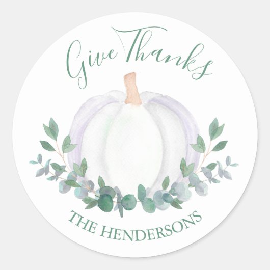 witte pompoen ronde sticker (Voorkant)