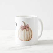 Witte Pompoen Rood Lint Koffiemok (Voorkant rechts)