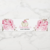 Witte Pompoen Roze Bloemen Meisje Baby shower Waterfles Etiket (Enkel label)