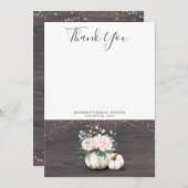 Witte pompoen roze rustiek hout dank u bedankkaart (Voorkant / Achterkant)