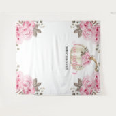 Witte Pompoen Roze Waterverf Bloemen Baby shower Wandkleed (Voorkant (horizontaal))