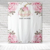 Witte Pompoen Roze Waterverf Bloemen Baby shower Wandkleed