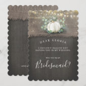 Witte pompoen rustiek land bruidsmeisje voorstel kaart (Voorkant / Achterkant)