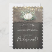 Witte pompoen rustiek land bruidsmeisje voorstel kaart (Voorkant)