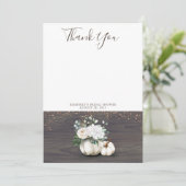 Witte Pompoen Rustieke Houten Bedankje Bedankkaart (Staand voorkant)