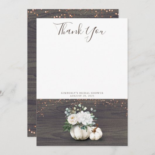 Witte Pompoen Rustieke Houten Bedankt (Voorkant / Achterkant)