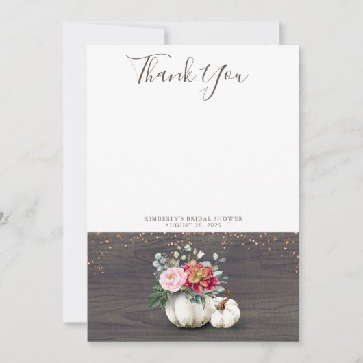 Witte Pompoen Rustieke Houten Bedankt (Voorkant)