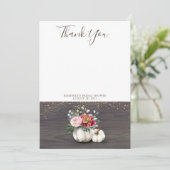 Witte Pompoen Rustieke Houten Bedankt (Staand voorkant)