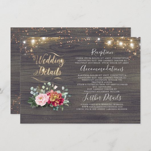 Witte Pompoen Rustieke Landelijke Trouwdetails Informatiekaartje (Voorkant / Achterkant)