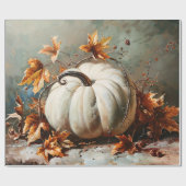 Witte Pompoen Schilderij Decoupage Cadeaupapier (Vlak)