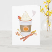 Witte Pompoen Spice Latte Herfst Verjaardag Kaart (Gele Bloem)