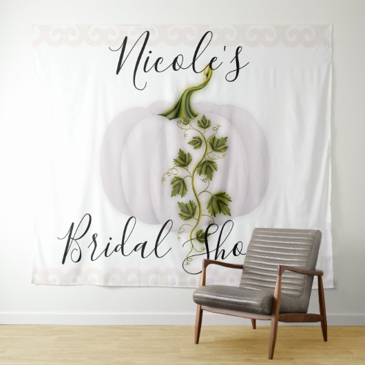 Witte Pompoen Storybook Chic Herfst Bruiloft Tapij Wandkleed (In Situ (horizontaal))