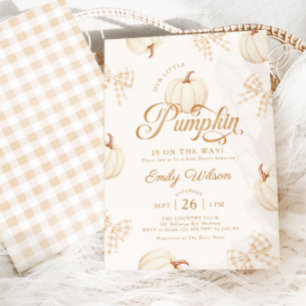 Witte Pompoen Strikken Allemaal Witte Baby Shower Kaart