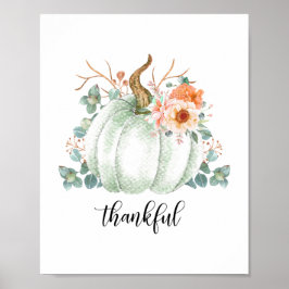 witte pompoen Thankful Poster