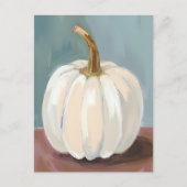 Witte Pompoen Thanksgiving Aquarel Feestdagenkaart (Voorkant)