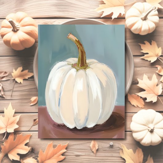 Witte Pompoen Thanksgiving Aquarel Feestdagenkaart