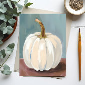 Witte Pompoen Thanksgiving Aquarel Feestdagenkaart