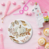 Witte pompoen Thanksgiving bladeren Papieren Bordje (Feest)