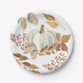 Witte pompoen Thanksgiving bladeren Papieren Bordje (Voorkant)