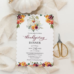 Witte Pompoen Thanksgiving Dinner Uitnodiging