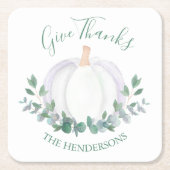 Witte pompoen Thanksgiving Kartonnen Onderzetters (Voorkant)