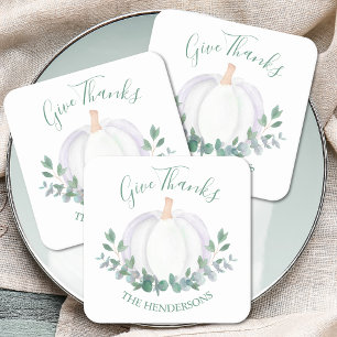 Witte pompoen Thanksgiving Kartonnen Onderzetters