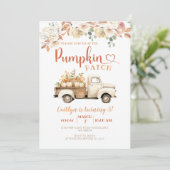 Witte Pompoen Truck Patch 5e Verjaardag Party Kaart (Staand voorkant)