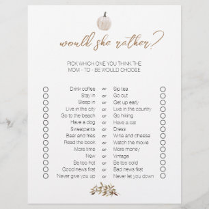 Witte Pompoen Tweezijdige Bingo Baby shower Spelle