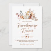 Witte pompoen val bladeren Friendsgiving diner Kaart (Voorkant)