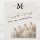Witte pompoen van Anastasia Monogram Beauty Salon Wijn Etiket (Enkel label)